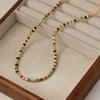 Temperament retro bohemian style necklace, personalized contrasting color beaded neck chain, fashionable and trendy color colorful stone bracelet