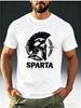 Men'S Hardcore Trendy T-Shirt Featuring a Spartan Warrior Helmet Print
