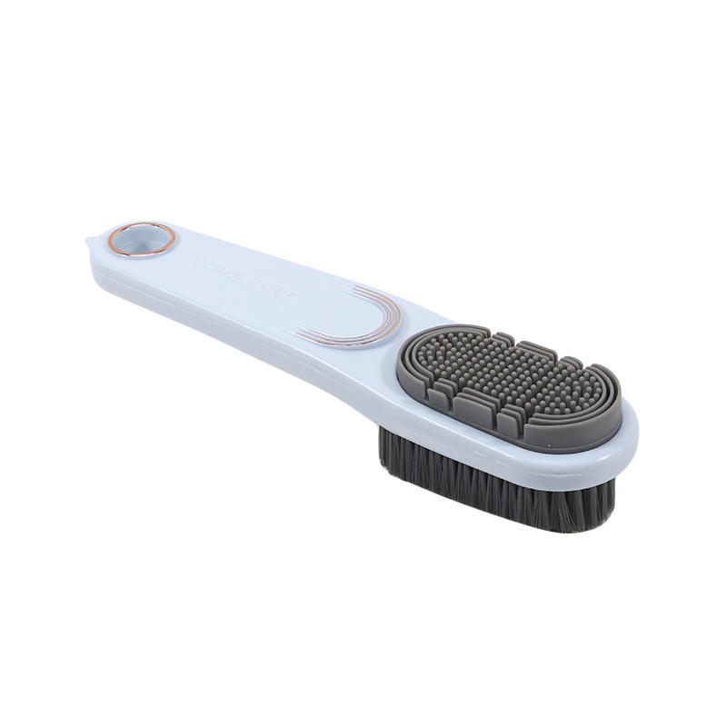 Long Handle Double-sided Shoe Brush Soft Bristle Silicone Head Multifunctional Household Clothes Shoe Cleaning Brush Tool