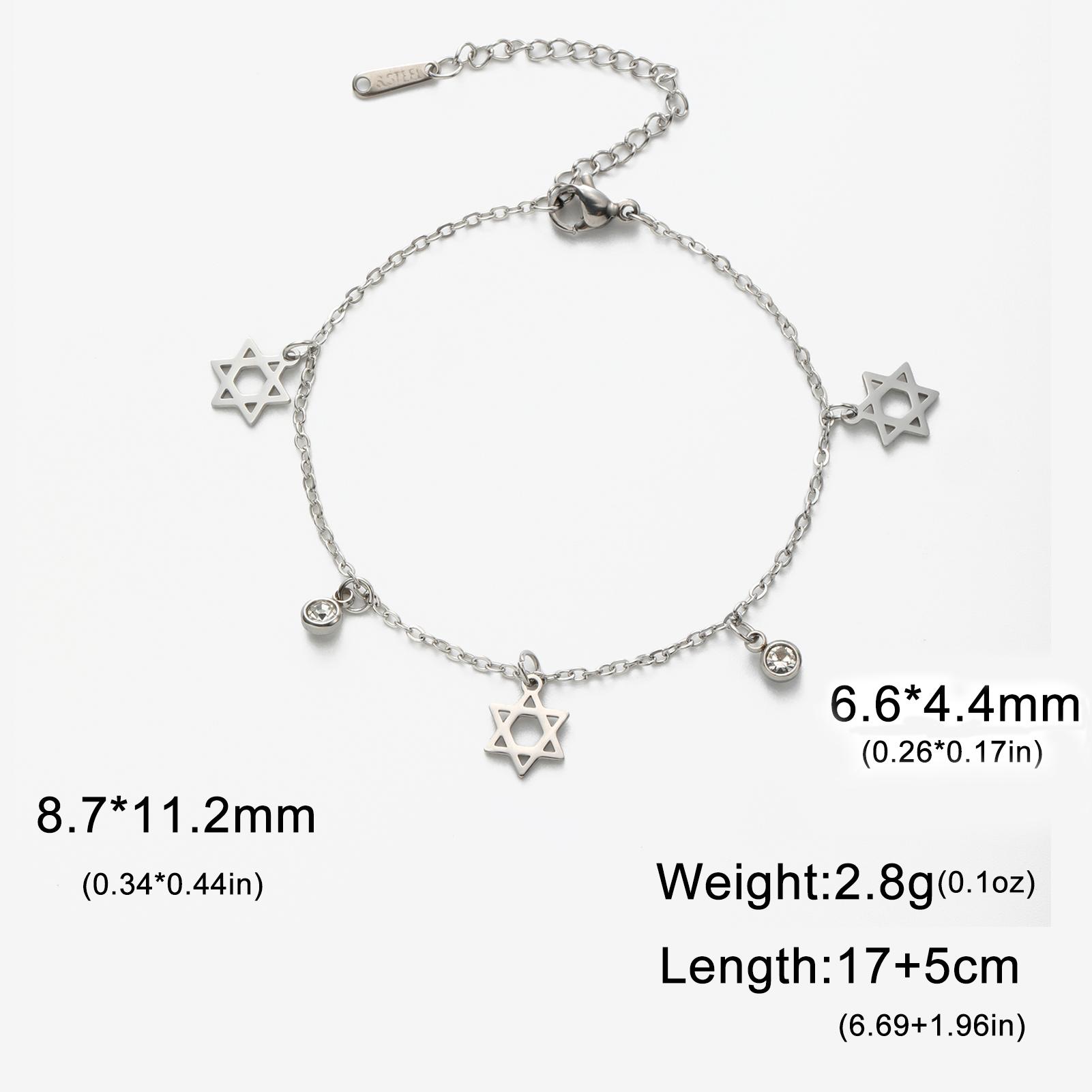 

Cazador Stainless Steel Star of David Charms Bracelets for Women Clear Zircon Bracelets Hexagram Je Jewelry Wholesale 2026 17-22 cm