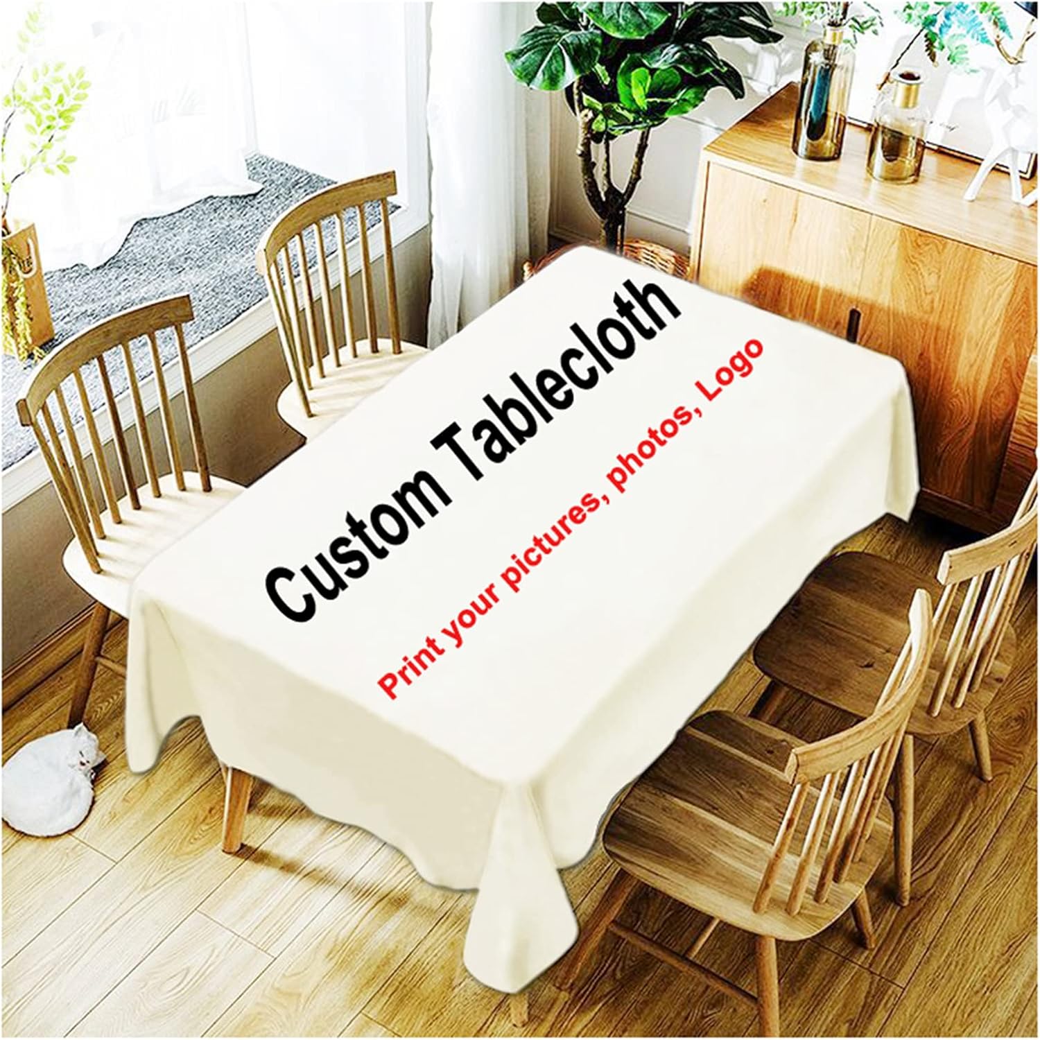 Aangepaste Tafelkleed Gepersonaliseerd Ontwerp Foto Tekst Op Maat Gemaakt Polyester Tafelhoes Huisdecoratie Wasbaar Tafelkleed Feestdecoratie 100x160cm