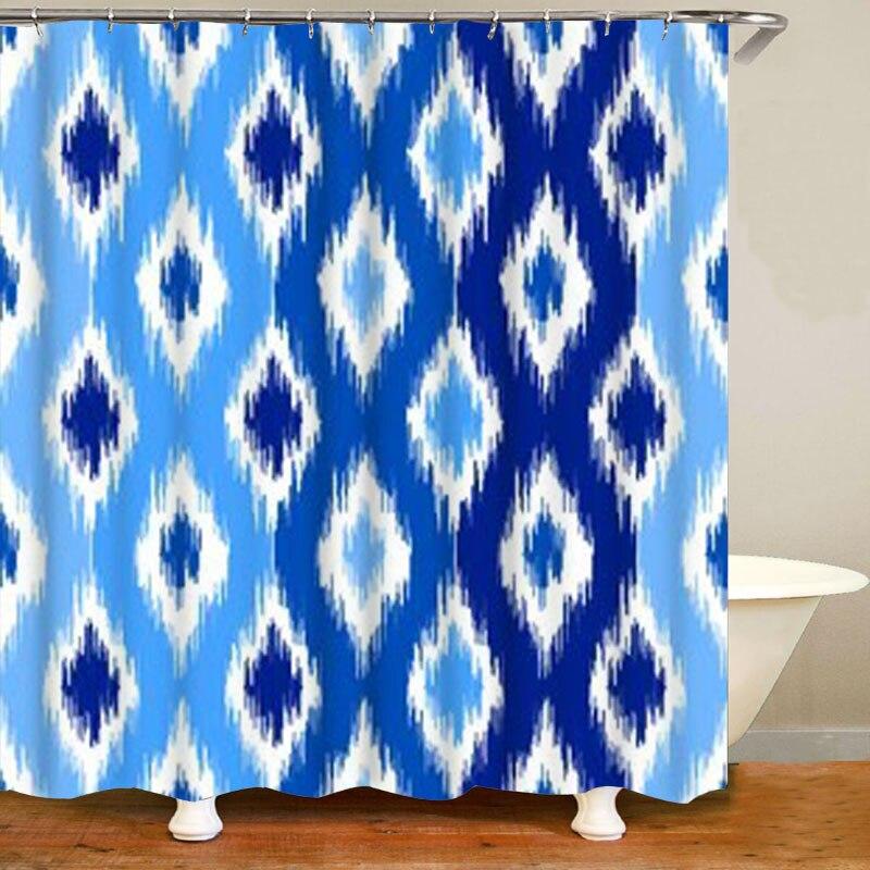 Ethnic Uzbek Ikat Fabric Pattern Shower Curtain Set Indigo Blue White Geometric Striped Bathroom Rug Carpet Bath Pērc Par Zemām Cenām E Komercijas Platformā Joom Ethnic Uzbek Ikat Fabric Pattern Shower, Cobalt Blue Shower Curtain Set