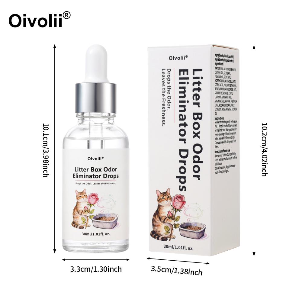 Oivolii Rose Fragrance Pet Litter Odor Eliminator Drops Effective Odor Reduction Fresh Scent Formula