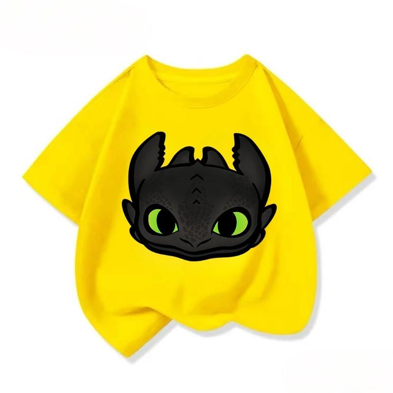 Cozy Kids Short Sleeve Tee Trendy Round Neck Adorable How To Train Your Dragon Pattern Cute Street Daily Wear 3 14