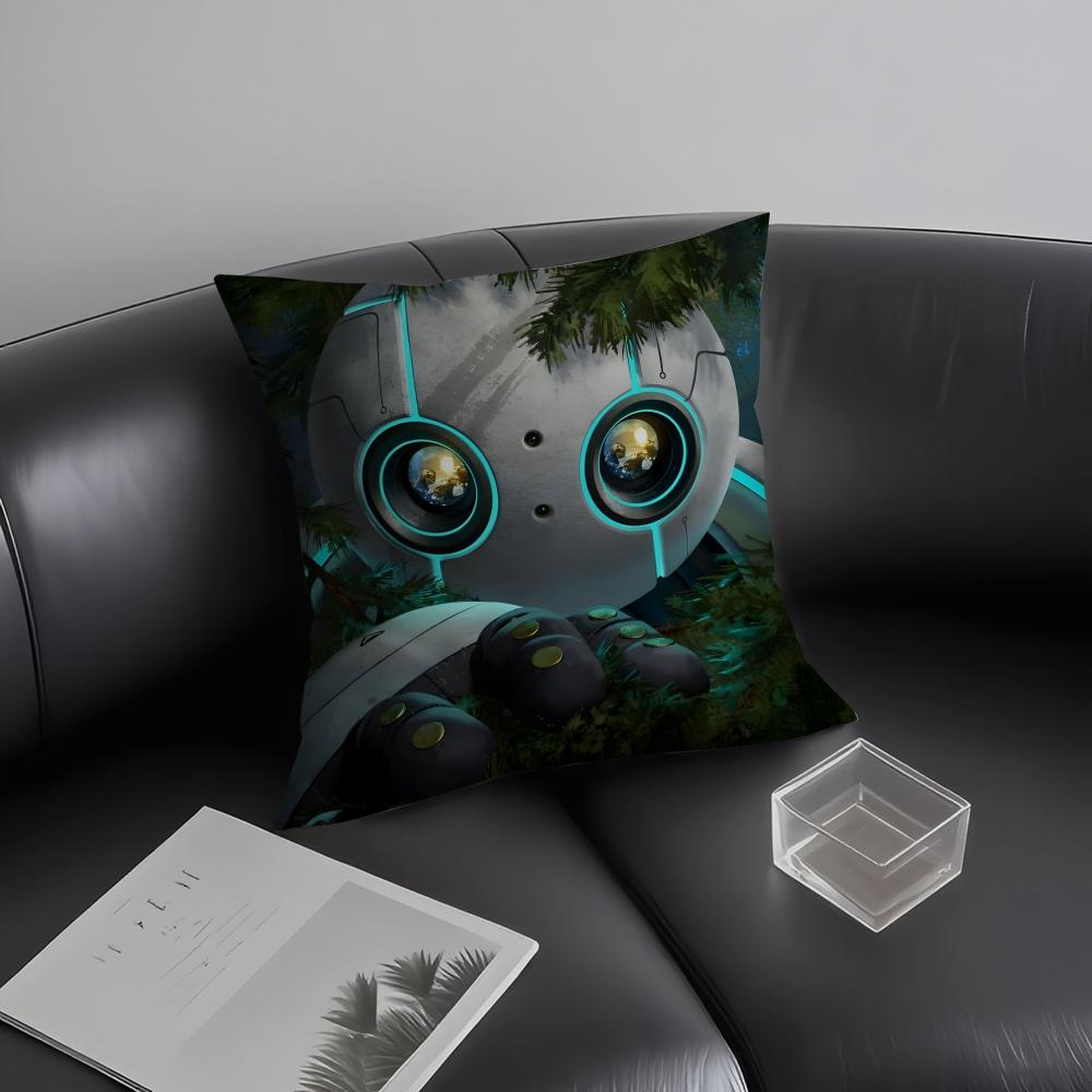 The W-Wild Robott Cartoon Cushion Cover Pillowcase Ultra Soft Skin Friendly Fabric Cloud Like Comfort & Concealed Zipper