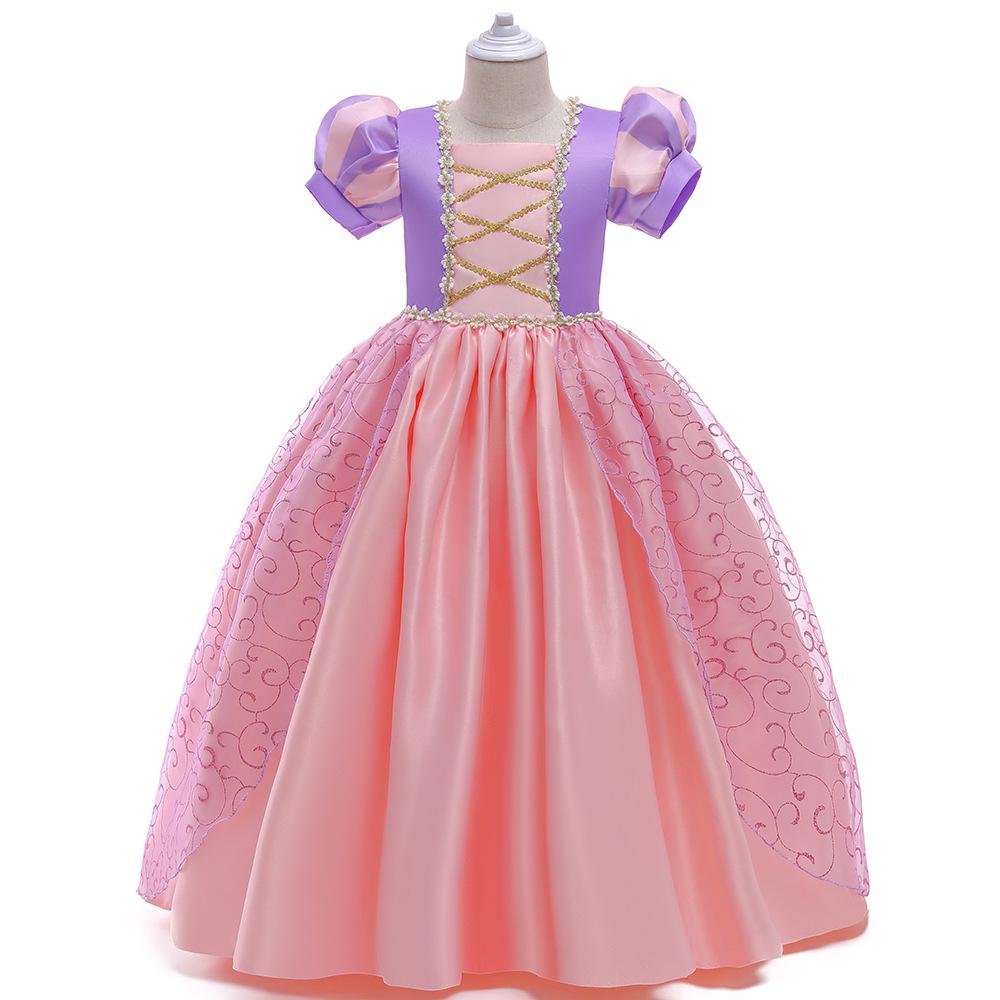 Rapunzel Princess Dress - Girls' Satin Mesh Evening Gown Cosplay Costume