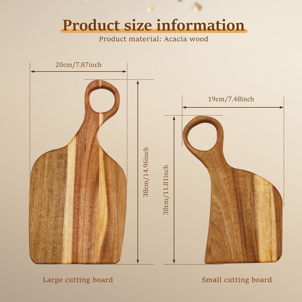 Acacia Wood Cutting Board - Kitchen & Restaurant Wooden Tray for Pizza, Steak, Fruit, and Bread