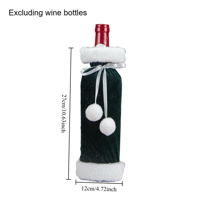 1pc Wine Bottle Cover Christmas Decoration Velvet Wine Bottle Bag Christmas Red Wine Cover Restaurant Decoration
