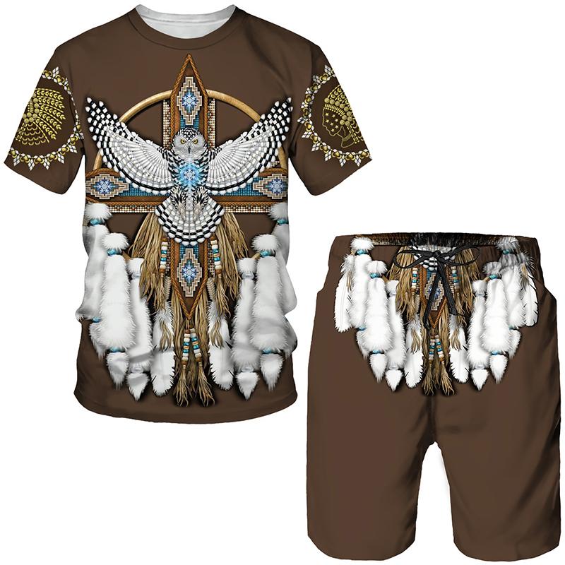 

Native Pattern 3D Print Kids Sets Fashion T-Shirts Beach Board Shorts Tees Tops Vintage Indian Boys Girls Sportswear Suits 160