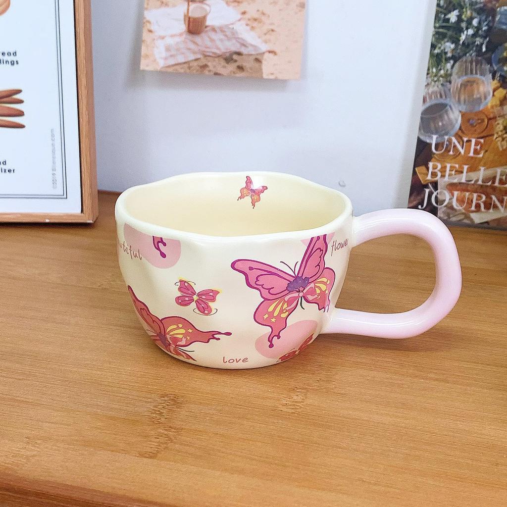 Butterfly Mug Design Sense High Value Coffee Cup Ceramic Water Cup Ins Style Breakfast Cup Sends Girls Gift