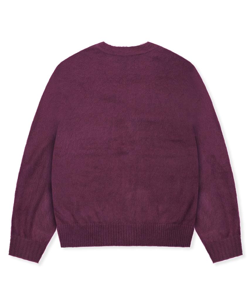 Runaki'Hu' Wxk027 Fluffy Loose Fit Cardigan (Burgundy)
