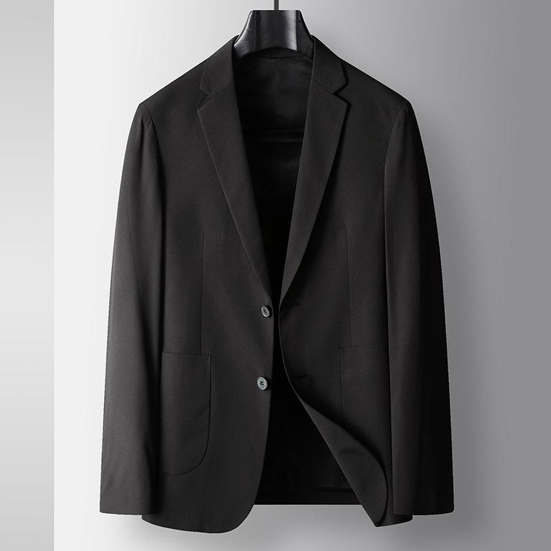 

Мужской блейзер в стиле легкой роскоши, повседневный, однотонный, для весны и осени – Модная однобортная куртка для мужчин среднего и молодого возраста XXX-Large чёрный