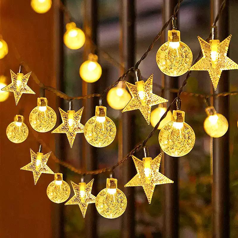 Solar LED Outdoor Star String Lights - Waterproof Patio Garden & Tree Fairy Lights
