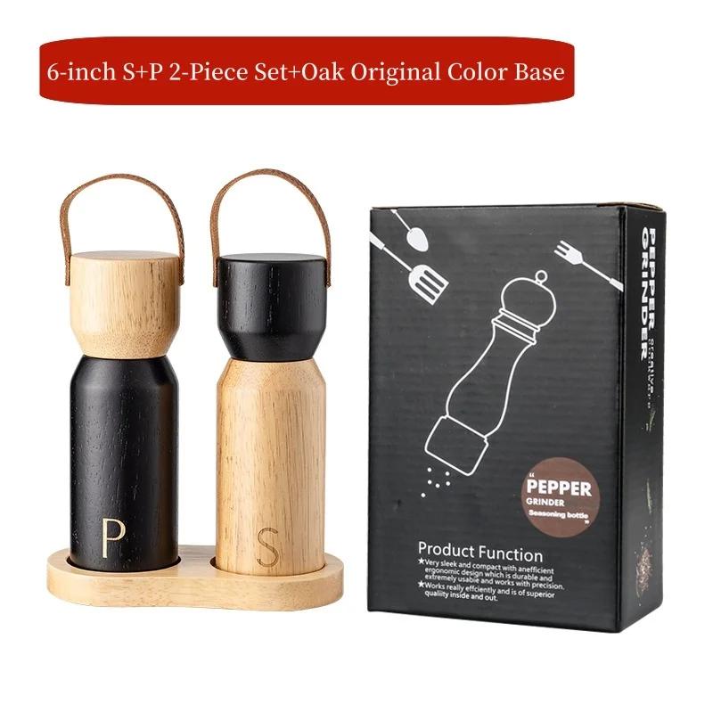 

Solid Wood Pepper Grinder Set, 2-Piece Manual Salt and Pepper Mill with Ceramic Core, Rustic Kitchen Gift Set