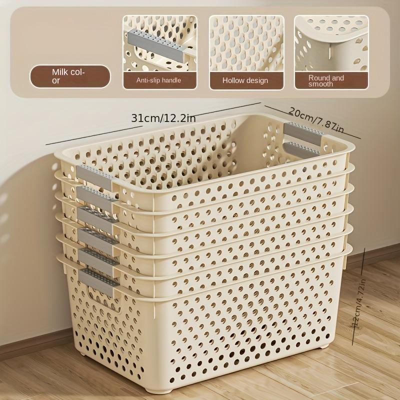 12pcs Stackable Plastic Storage Baskets Organizer with Handles Space-Saving Storage Boxes for Home Organization Shelf Baskets