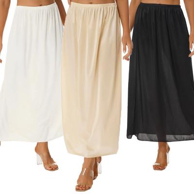 Jupon lisse de couleur unie pour femmes, jupon à taille élastique pour robe de soirée