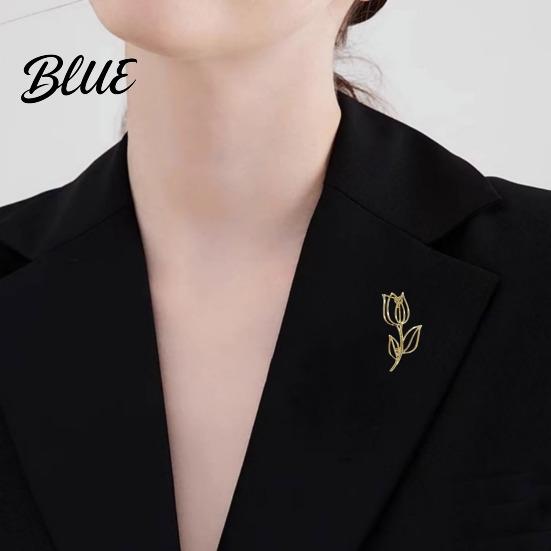 Jewelry Gift Brooch Hollow Tulip Design Anti-Wear Lapel Pin Sweaters