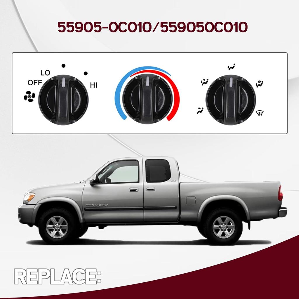 Xislet 3Pcs Tundra AC Knobs Replacement Compatible With 2000 2001 2002 2003 2004 2005 2006 Toyota Tundra A/C Air Conditioner Heater Blower Fan