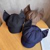 Color Solid Retro Style Fox Ear Beret Features Autumn Season Fashion Travel Hat