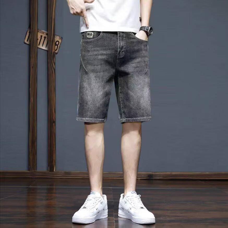 Summer thin men's denim trendy brand straight loose youth versatile five-point pants casual pants summer