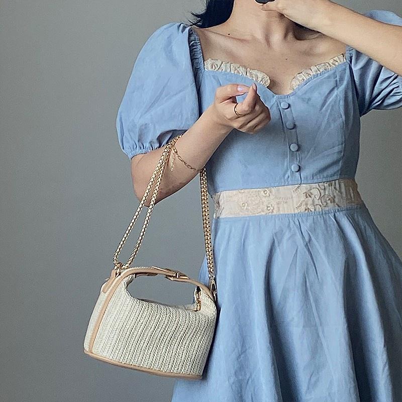 IELGY Popular Khaki Women s shoulder bag All-match Weave Crossbody Commuting Portable Casual