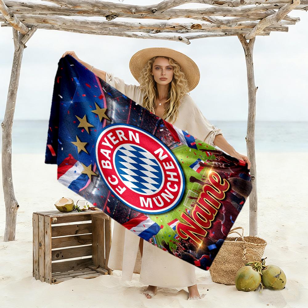 Bayern Munich Crest Customized Name Beach Towel Soft Durable Quick-Dry