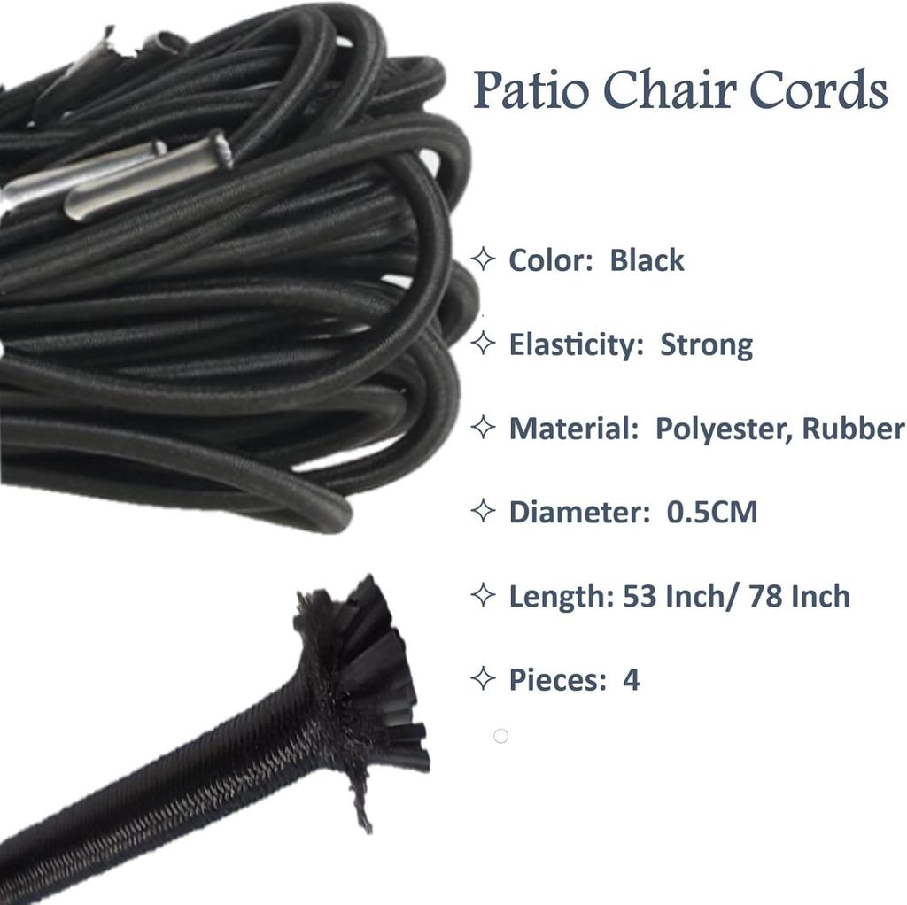 Zero-gravity Chair Elastic Replacement Rope 4-piece Set 2 Length 2 Short Suitable for Courtyard Recliners Lawn Bungee Chairs Beach Chairs Leisure Ch