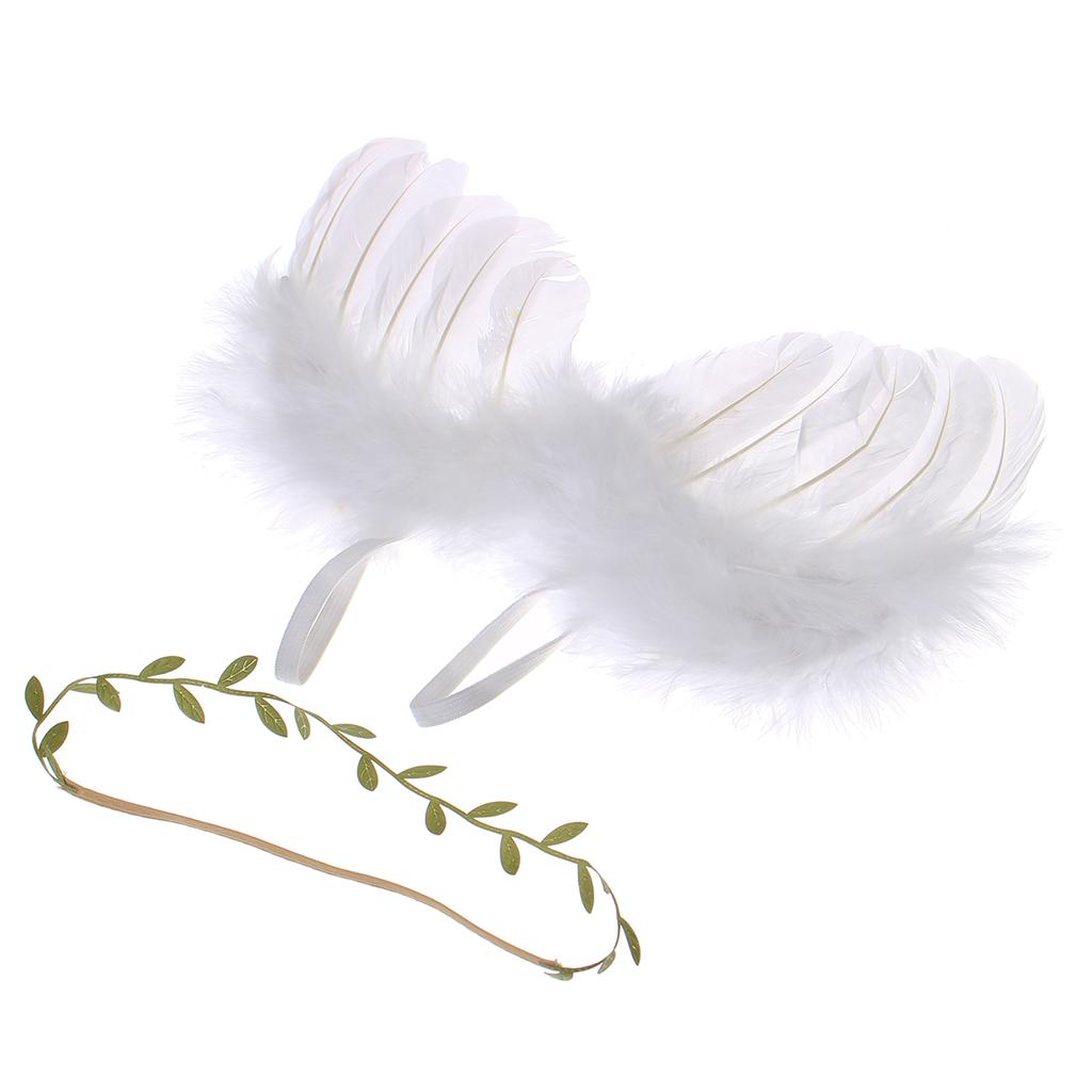 Baby Photo Props Angel Wings Green Leaves Hair Band Set For Photo LGJ White Baby Photo Props Angel Wings Green Leaves Hair Band Set For Photo LGJ White