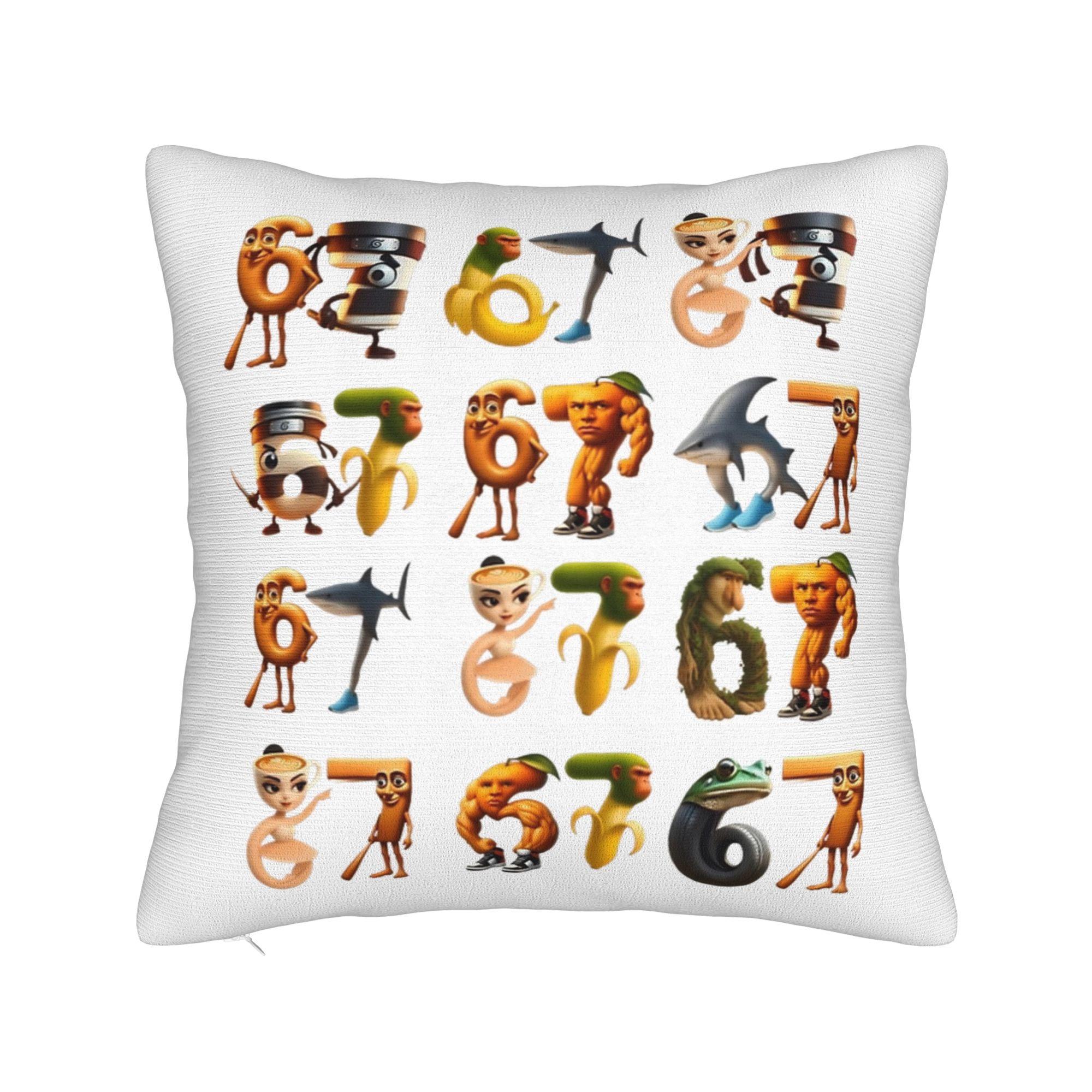 Funny Kids Meme 67 Six Seven Italian Brainrot Christmas Pillowcase Printed Fabric Cushion Cover Decoration  Pillow Case Cover 30x30cm 12x12in