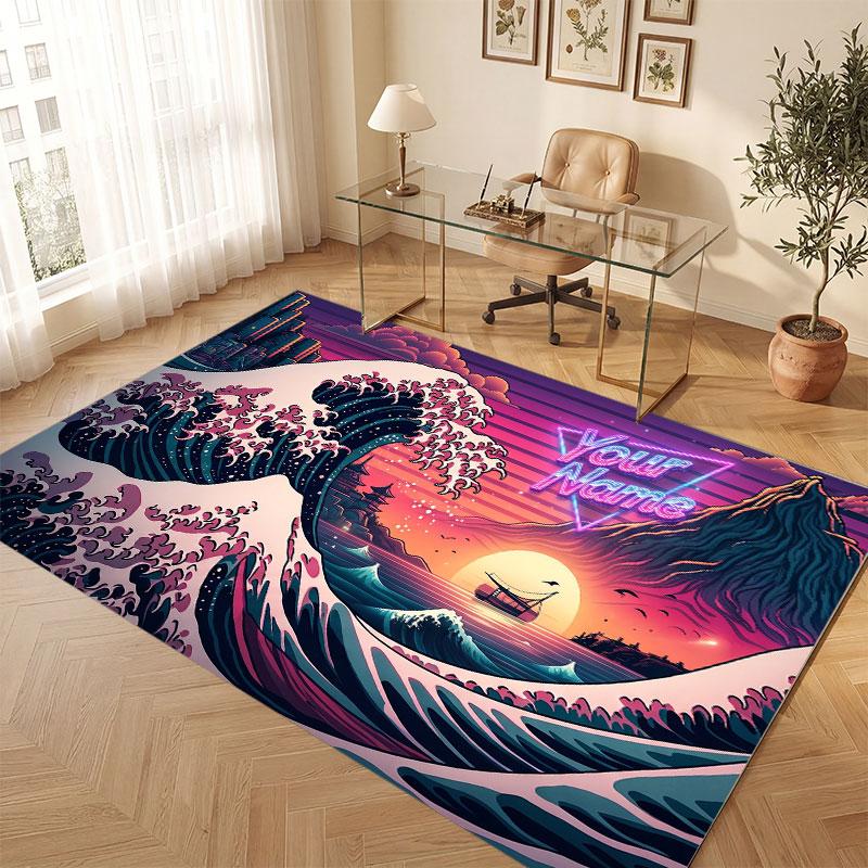 Personalized Name Designs Theme Crystal Velvet Floor Rug Personalized Custom Name Text Warm Carpet Home Decoration