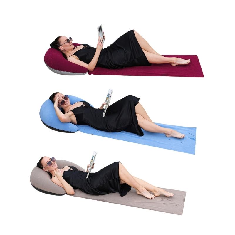 Portable Back Pillow Cushions Chair Easy Transport Blanket Quick Inflation Air Bed Travel Mattress for Pools party