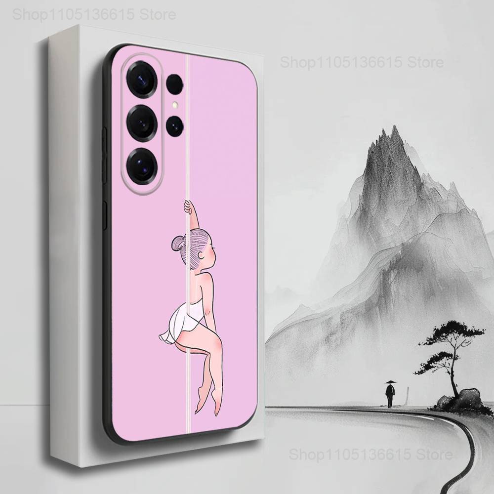Ballet Art Girl Cute Phone For Samsung S25,S10,S20,S10,S21,S9,S24,S23,Ultra,FE,Plus,Lite,Soft Silicone Black Cover