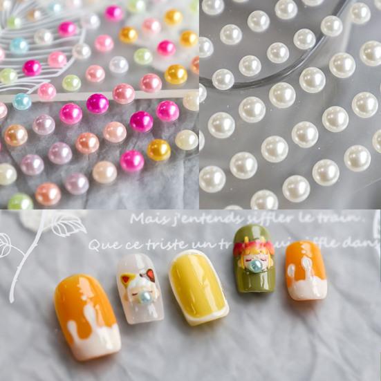 3D Effect Back Glue Nail Pearl Sticker Mini Beauty DIY Nail Art Decoration Manicure Accessory for Makeup