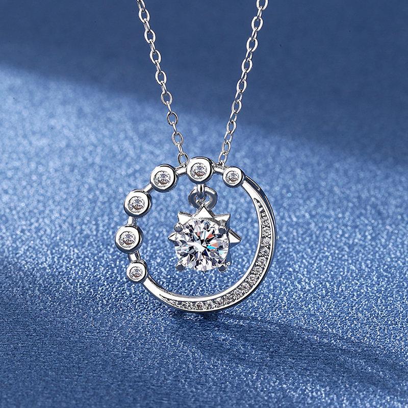 Sterling Silver Necklace Pendant Shining Zircon for Women Wedding Jewelry Engagement Charm Party Gift