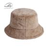 Fashion solid color imitation rabbit hair bucket hat women's Japanese autumn and winter new versatile thickened warm flat top basin hat