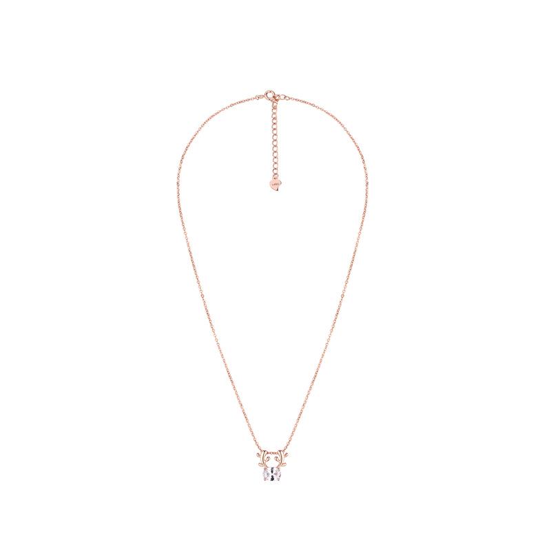 Collier ras du cou Femme Roue Ferris Élan Argent - Argent Sterling S925, Bijou de Noël de Luxe Léger.