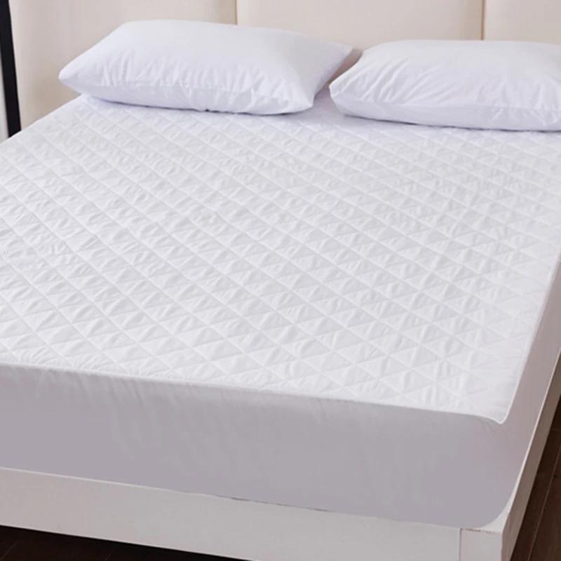 Waterproof Quilted Fitted Sheet Soft Solid Color Mattress Cover for All Seasons Non Slip Mat with Elastic Band