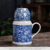 Ancient Pottery Clay Small Warm Pot Home with Cover Teapot Teacup Large Capacity Blue and White Ceramic Stewed Teacup Lovers Cup