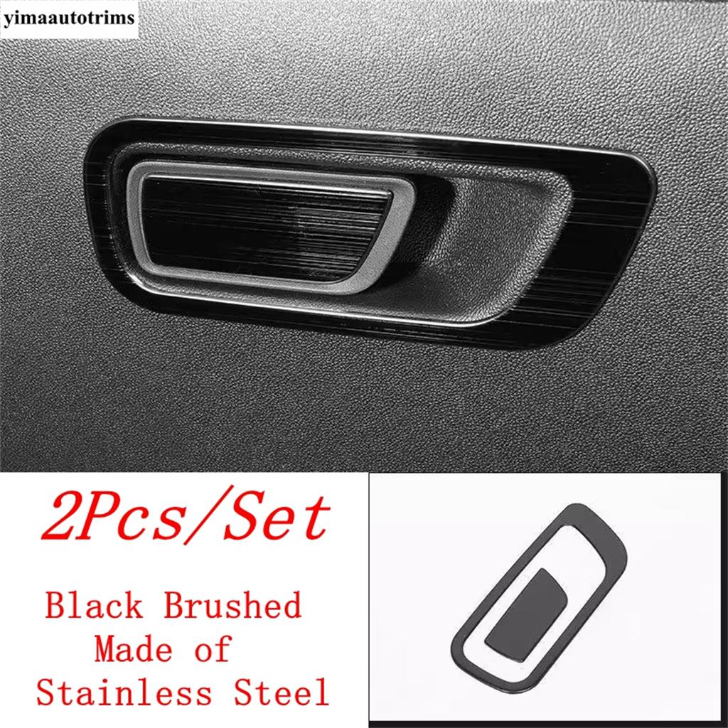 Car Co-pilot Storage Glove Box Handle Frame Sequ Cover Trim For Changan Cs55 Plus  - 2025 Stainless Steel Accessories Kit Black Brushed