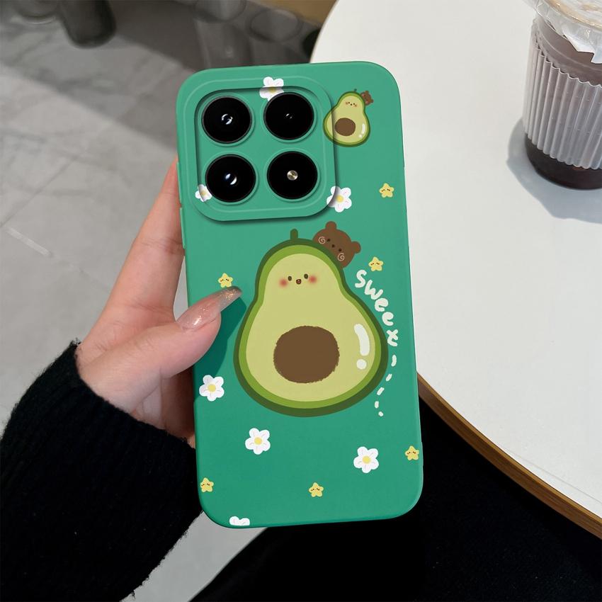 For Xiaomi 17 14 14T 15 15T Pro Poco C71 C75 M7 M8 F7 F8 Phone Case Cute Flower Avocado Pattern Shockproof Silicone Back Cover Shell For Xiaomi Casing