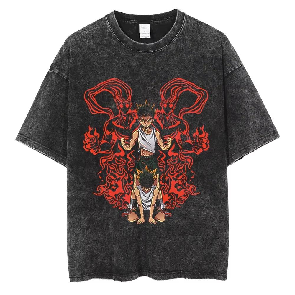 Summer Hot Sale Anime HUNTER×HUNTER Print T-shirts Y2K Men Women Retro T Shirt Hip Hop Streetwear Oversized T-shirt