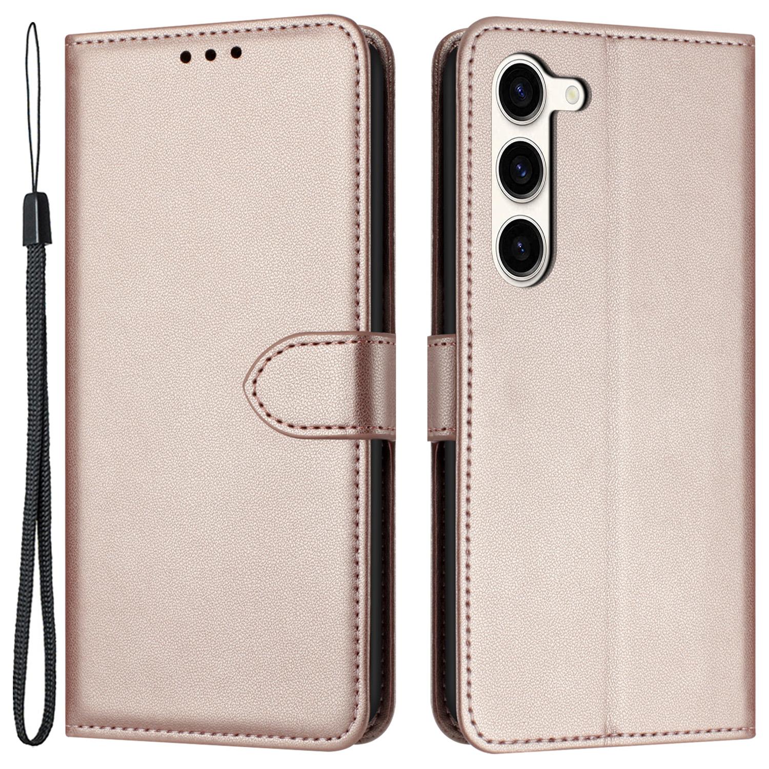 

For Samsung Galaxy S23 Case Anti-Scratch Leather Wallet Phone Cover with Stand Rose Gold