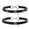 Retro Stitched Leather Collar Necklace With Metal Crucifix Charm Gothic Styles Unisex Fashion Jewelry Accessories