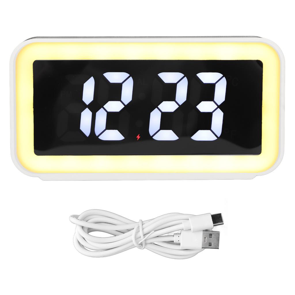 Wireless Charging Alarm Clock USB Reverse Charging LED Large Screen Rectangle Digital Alarm Clock for Bedroom