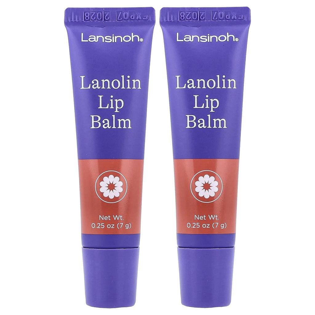 Lansinoh Lanolin Lip Balm, 2 Pack, 7g (0.25oz) Each