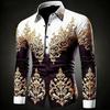 Men's Plus Size Hawaiian Shirt Long Sleeved Button Up Retro Floral 3D Print Gold Exquisite Pattern Fashionable 12 Colors Availab