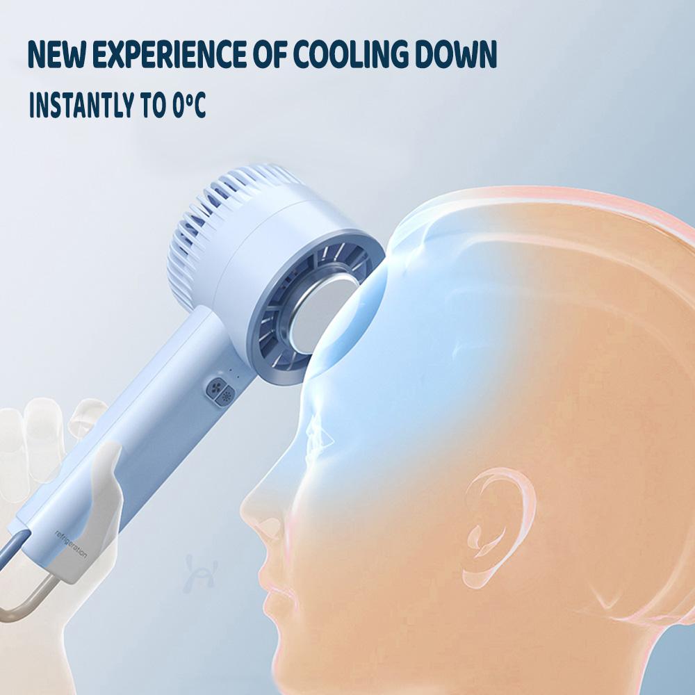 Portable Cold Compress Mini Fan 3S Fast Cooling 3-speed Wind Adjustable USB Rechargeable High-speed Handheld Turbo Fan with Hook