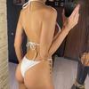 With Long Sleeve Cover Up Halter Bikini Women Swimwear Female Swimsuit Three-pieces Bikini set Bather Bathing Suit Swim