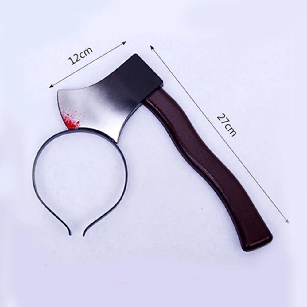 Halloween Horror Props Blood Fake Ax Saws Knife Headband Hair Hoop for Halloween Party Masquerade Mischief Props Decoration