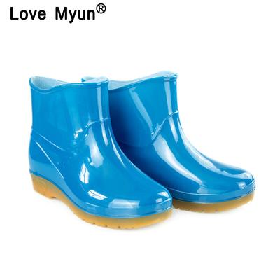 Nieuwe Vrije Tijd regenlaarzen dames Schoenen met Lage Hakken Ronde Neus Waterdichte Middenhoge Schacht Regenlaarzen chaussures femmes ghn56